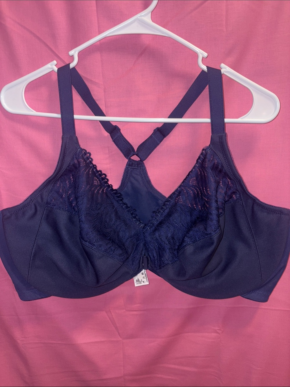 Glamorise Deep Navy Lace-Detail Full Coverage Bra